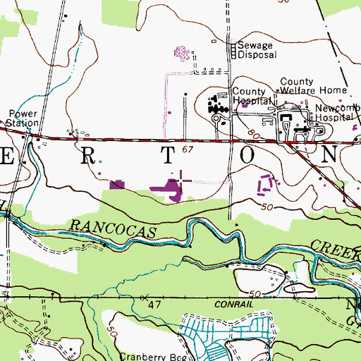 Topographic Map of Burlington County Alternative High School, NJ