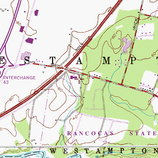 Topographic Map of Westampton Middle School, NJ