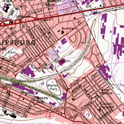 Topographic Map of Phillipsburg Middle School, NJ