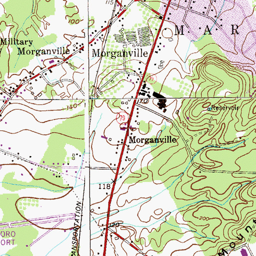 Topographic Map of Marlboro Montessori School, NJ