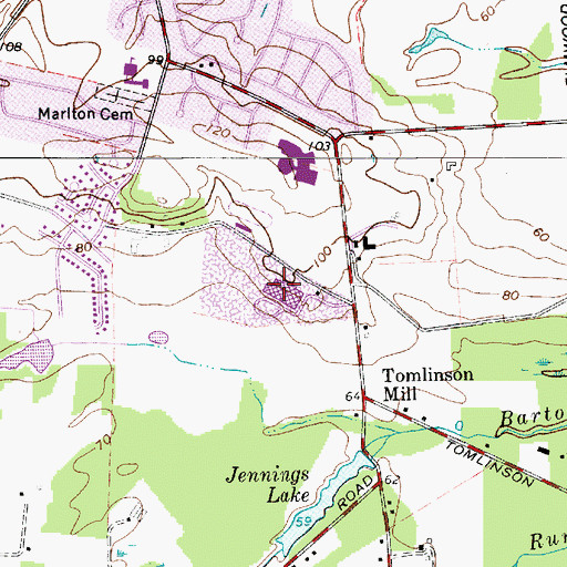 Topographic Map of Marlton Middle School, NJ