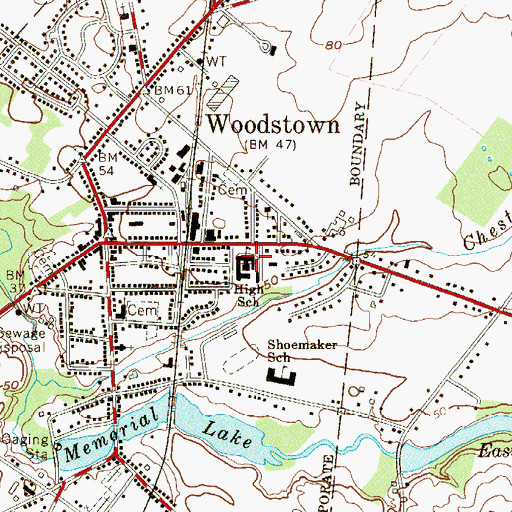 Topographic Map of Woodstown High School, NJ