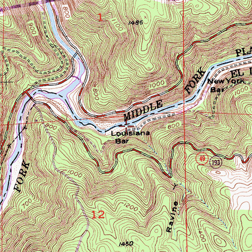 Topographic Map of Warner Ravine, CA