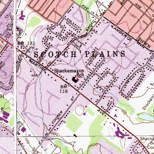 Topographic Map of Jewish Community Center of Central New Jersey Preschool, NJ