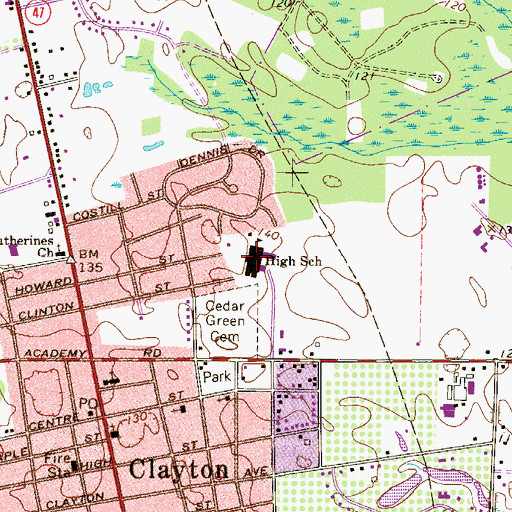 Topographic Map of Clayton Middle School, NJ