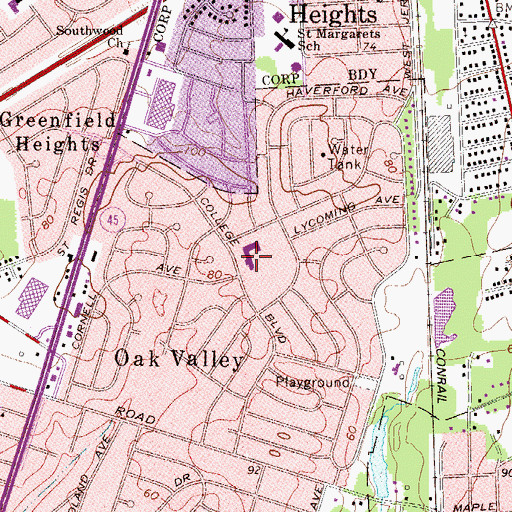 Topographic Map of Oak Valley Elementary School, NJ