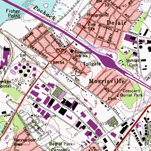 Topographic Map of Delair Elementary School, NJ