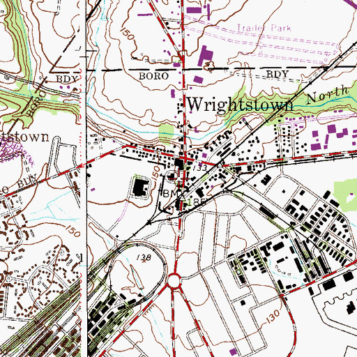Topographic Map of New Hanover Township Elementary School, NJ