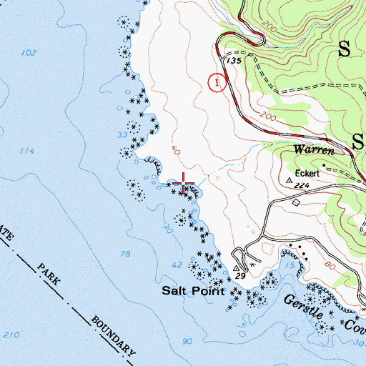 Topographic Map of Warren Creek, CA