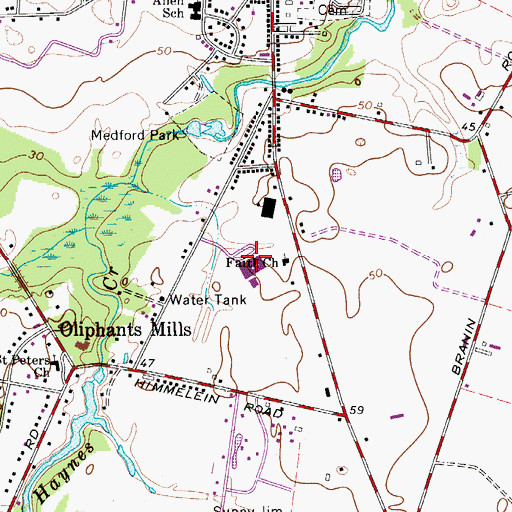 Topographic Map of Medford Memorial Middle School, NJ