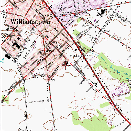 Topographic Map of Saint Mary School, NJ