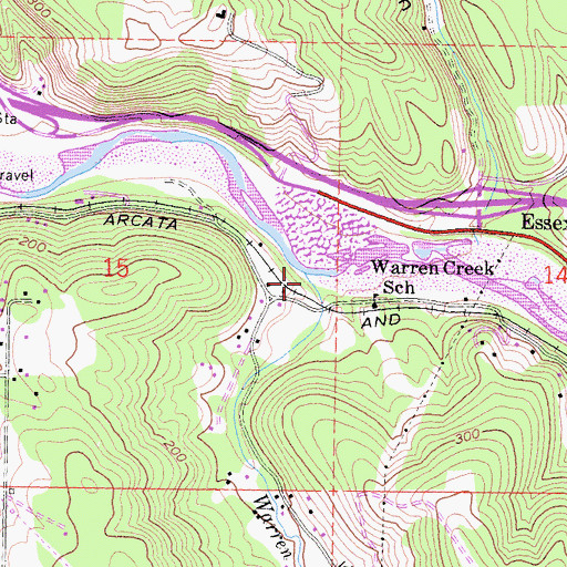 Topographic Map of Warren Creek, CA