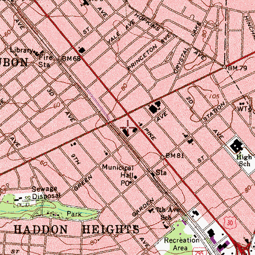 Topographic Map of Atlantic Avenue Elementary School, NJ