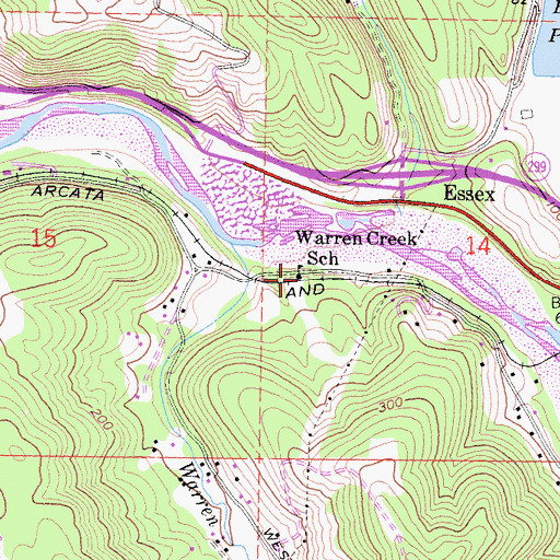 Topographic Map of Warren Creek School, CA