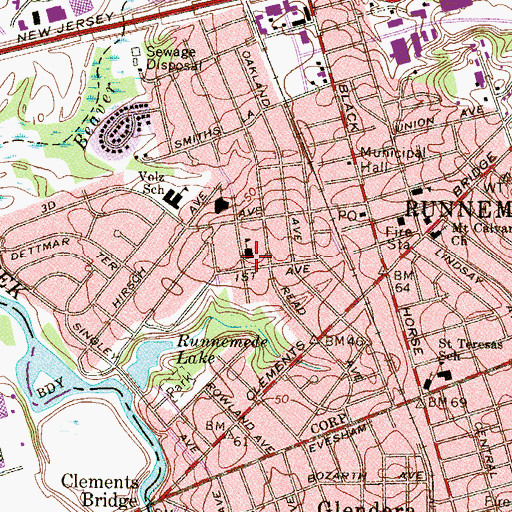 Topographic Map of Bingham Elementary School, NJ