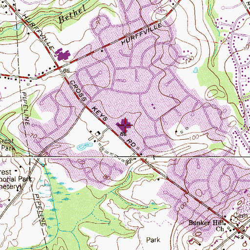 Topographic Map of Chestnut Ridge Middle School, NJ