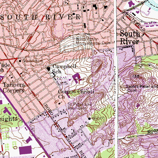 Topographic Map of South River Middle School, NJ