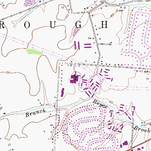 Topographic Map of Hillsborough Middle School, NJ