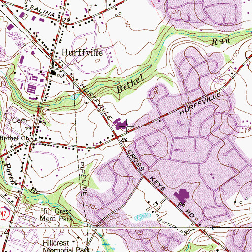 Topographic Map of Hurffville Elementary School, NJ