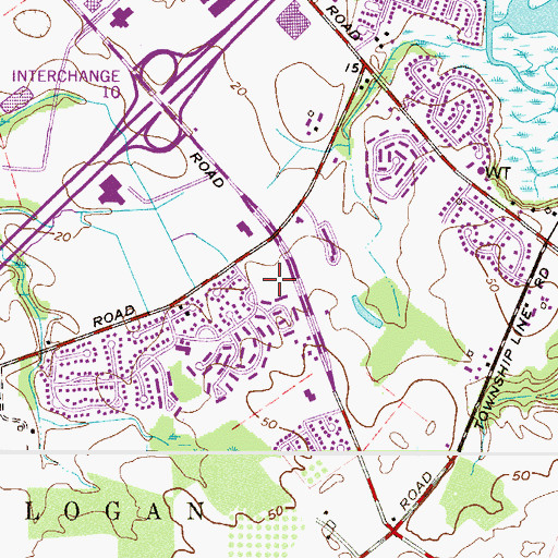 Topographic Map of Center Square Elementary School, NJ