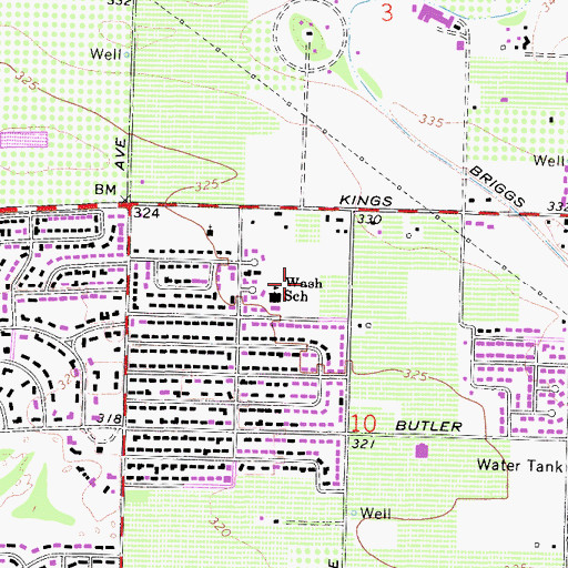 Topographic Map of John S Wash Elementary School, CA