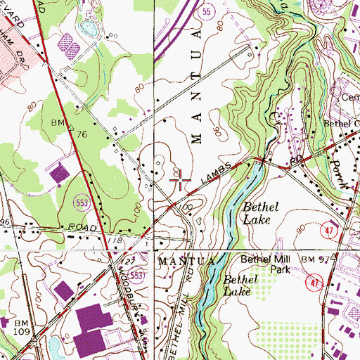Topographic Map of Lambs Road Academy School, NJ