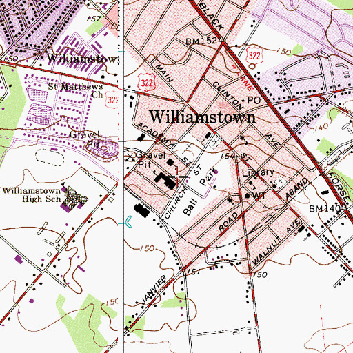 Topographic Map of Oak Knoll Elementary School, NJ