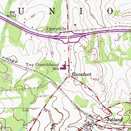Topographic Map of Union Township Middle School, NJ