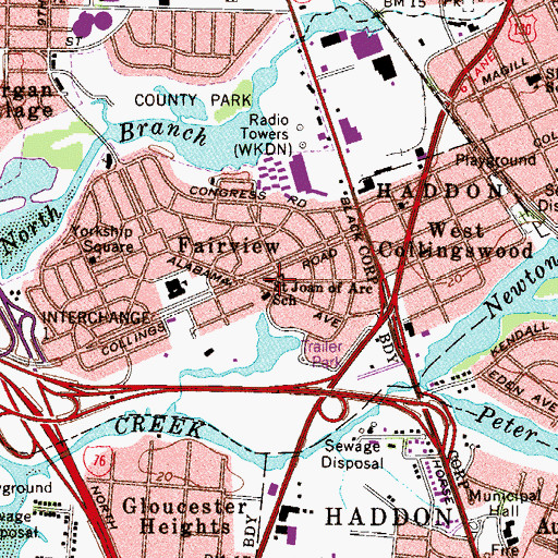 Topographic Map of Freedom Academy Charter School, NJ
