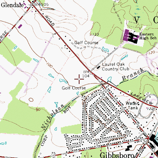 Topographic Map of Y A L E School - Southeast, NJ