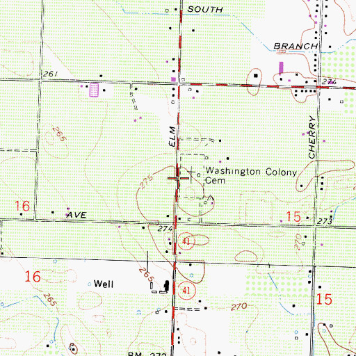 Topographic Map of Washington Colony Cemetery, CA