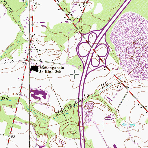 Topographic Map of Bankbridge Regional School, NJ