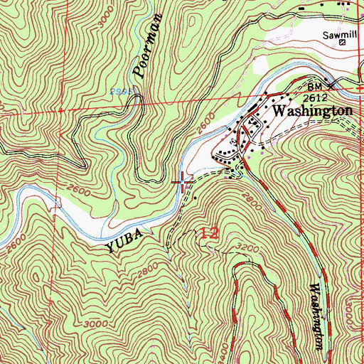 Topographic Map of Washington Creek, CA
