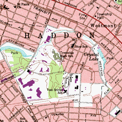 Topographic Map of William G Rohrer Middle School, NJ