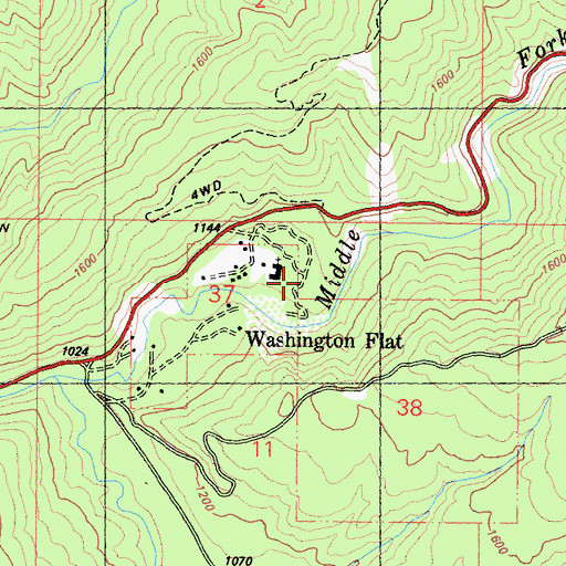Topographic Map of Washington Flat, CA