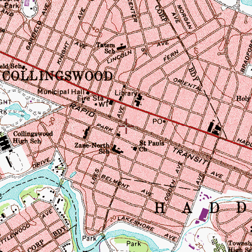 Topographic Map of Saint John Regional Catholic School, NJ