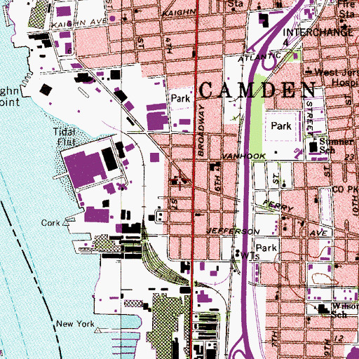 Topographic Map of Sacred Heart Grade School, NJ