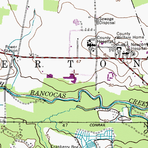 Topographic Map of Burlington County College, NJ