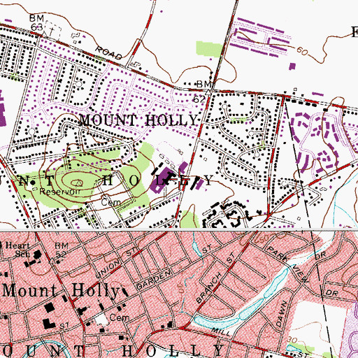 Topographic Map of Rancocas Valley Regional Evening High School, NJ