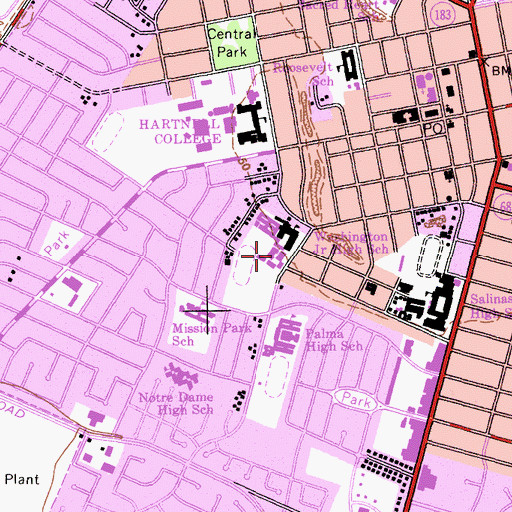 Topographic Map of Washington Middle School, CA