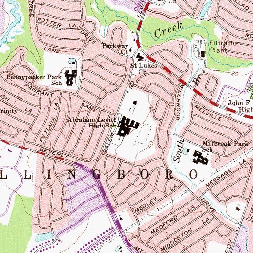 Topographic Map of Levitt Middle School, NJ