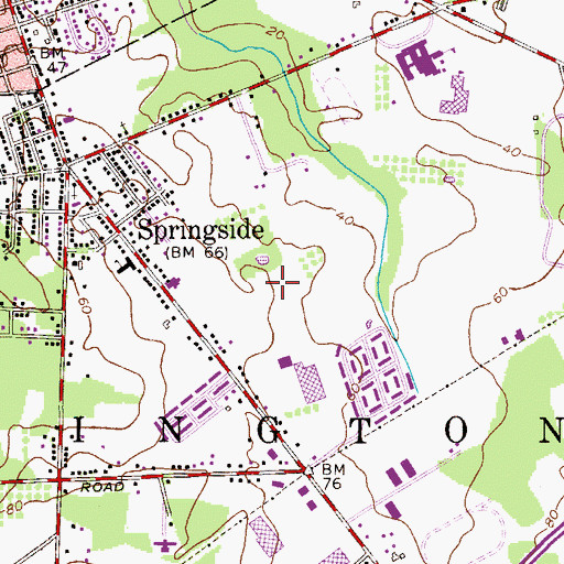 Topographic Map of Burlington Township Middle School, NJ