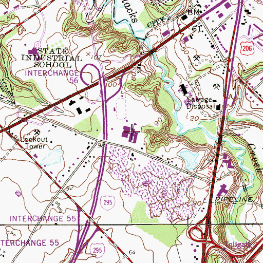 Topographic Map of Bordentown Regional Middle School, NJ