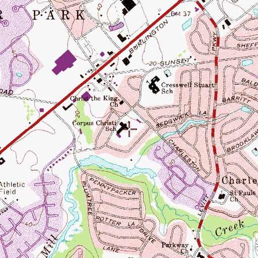 Topographic Map of Pope John Paul II Regional School, NJ