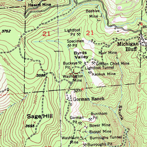Topographic Map of Washington Mine, CA