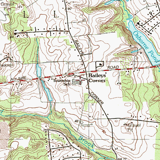 Topographic Map of Wall Intermediate School, NJ