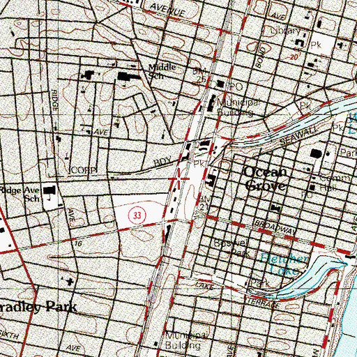 Topographic Map of Neptune Township Early Childhood Development Center School, NJ