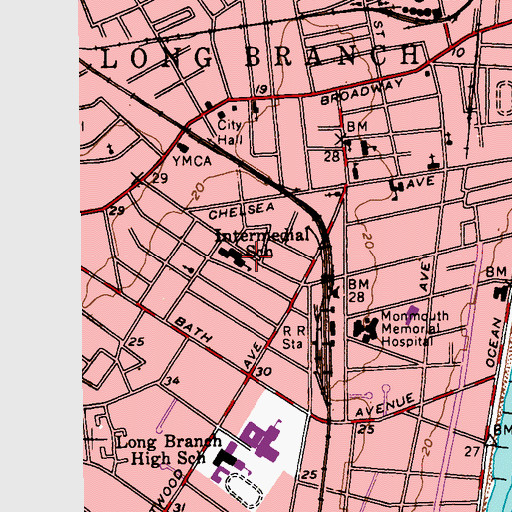 Topographic Map of Morris Avenue School, NJ