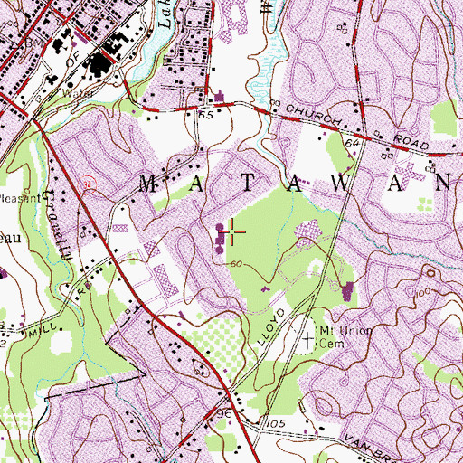 Topographic Map of Cambridge Park School, NJ