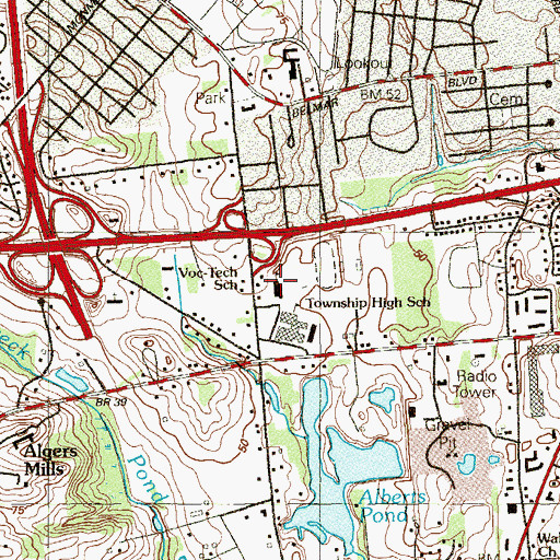 Topographic Map of Communications High School, NJ